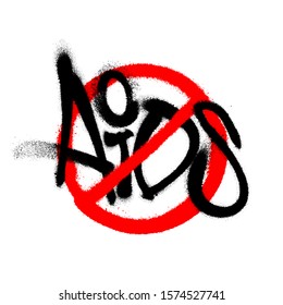 Sprayed stop aids font graffiti with overspray in black over white. Vector illustration.