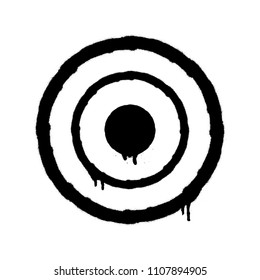 Sprayed target icon. Graffiti overspray in black over white. Vector illustration.