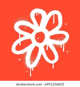 Sprayed Urban Graffiti flower icon isolated. Daisy with spray paint texture. Vector illustration.