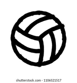 Sprayed volleyball icon. Graffiti overspray in black over white. Vector graffiti art illustration.