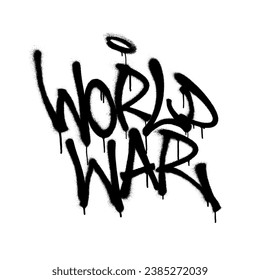 Sprayed world war font graffiti with overspray in black over white. Vector illustration.