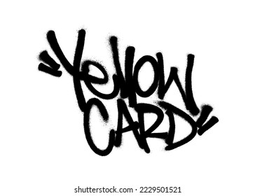 Sprayed yellow card font graffiti with overspray in black over white. Vector illustration.