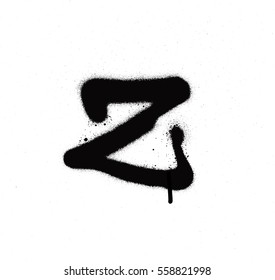 sprayed Z font graffiti with leak in black over white