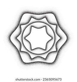 Spray-Effect Geometric Frame: Grunge Dots, Messy Paint Ink Stains, Halftone Border on Transparent Background, Vector Illustration.