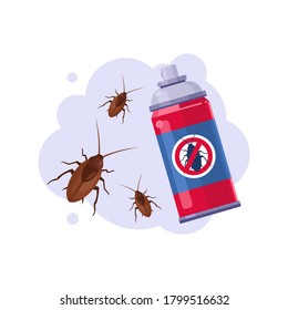 Sprayer Bottle of Cockroach Insecticide, Pest Control Service, Detecting and Exterminating Insects Vector Illustration