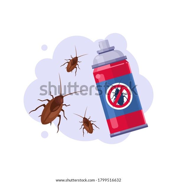 Sprayer\
Bottle of Cockroach Insecticide, Pest Control Service, Detecting\
and Exterminating Insects Vector\
Illustration