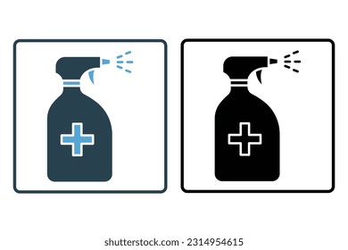 icono del frasco del pulverizador. gotas de pulverización. icono relacionado con desinfectante, antiséptico. Diseño de estilo de icono sólido. Diseño de vector simple editable
