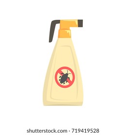 Sprayer bottle of insecticide, extermination of pest insects cartoon vector illustration