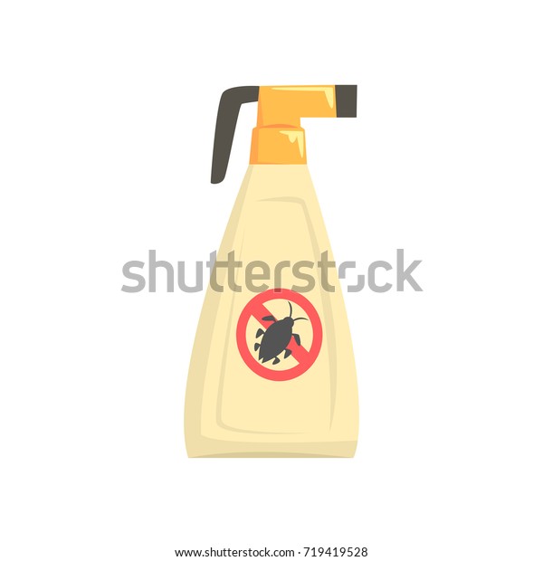Sprayer bottle of insecticide, extermination\
of pest insects cartoon vector\
illustration