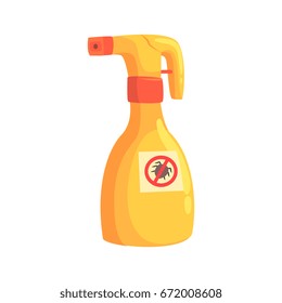 Sprayer bottle of mite or tick insecticide cartoon vector Illustration