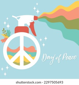 Sprayer bottle with peace symbol and pride colors Vector