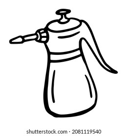 Pulverizador en forma de doodle. Vector aislado.