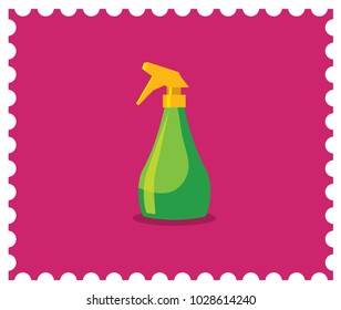 Sprayer, green bottle. Candy colors vector flat icon.