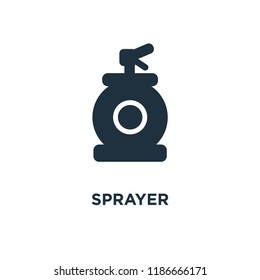 Sprayer icon. Black filled vector illustration. Sprayer symbol on white background. Can be used in web and mobile.