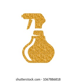 Sprayer icon in gold glitter texture. Sparkle luxury style vector illustration.