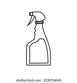 Sprayer icon, isolated on white background. Linear Han-drawn Doodle of Spray bottle