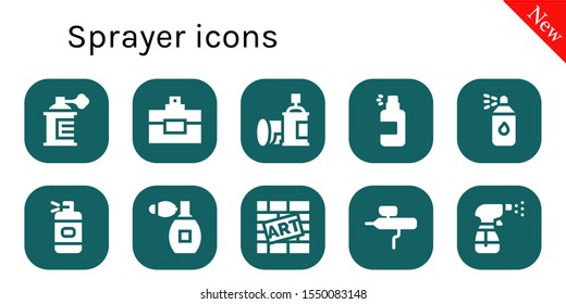 sprayer icon set. 10 filled sprayer icons.  Simple modern icons about  - Spray, Perfume, Paint spray, Spray bottle, Graffiti, Airbrush