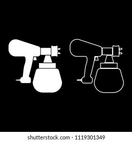 Sprayer paint icon outline set white color