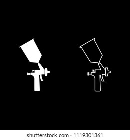Sprayer paint icon outline set white color