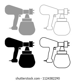 Sprayer paint icon outline set grey black color
