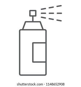Sprayer thin line icon, tools and design, aerosol sign, vector graphics, a linear pattern on a white background, eps 10.