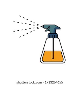 Spraying Hand Sanitizer Dispenser, infection control concept. Sanitizer to prevent colds, virus, Coronavirus, flu. Spray bottle. Alcohol spray. Flat icon concept design