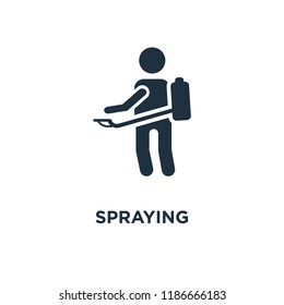 Spraying icon. Black filled vector illustration. Spraying symbol on white background. Can be used in web and mobile.