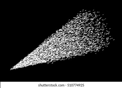 Spraying ink on a black background. Shot dirty dust stream. Abstract vector illustration.