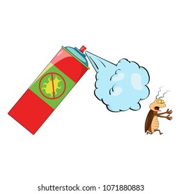 Spraying insecticide on cockroach. Pest control.