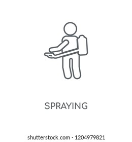 Spraying linear icon. Spraying concept stroke symbol design. Thin graphic elements vector illustration, outline pattern on a white background, eps 10.