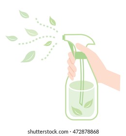spraying liquid made by natural ingredients to protect the environment and our health/natural ingredients spray