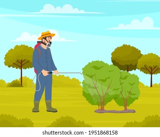 Spraying pesticide and insecticide. Processing of trees. Chemical treatment of garden plants