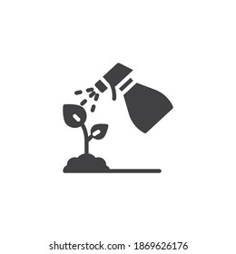 Spraying plant vector icon. Plant sprinkle filled flat sign for mobile concept and web design. Fertilizer spray bottle glyph icon. Symbol, logo illustration. Vector graphics