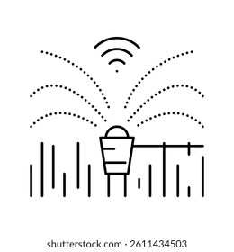 spraying plants smart farm line icon vector. spraying plants smart farm sign. isolated contour symbol black illustration