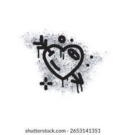 Spray-on graffiti love icon isolated on a white background. Spray-on graffiti love icon in black on white. Vector illustration.