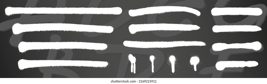 Spraypaint brushes set. Graffiti font sample on a background. Spray dots, creative samples collection. Brushes and symbols included. Eps10 vector.