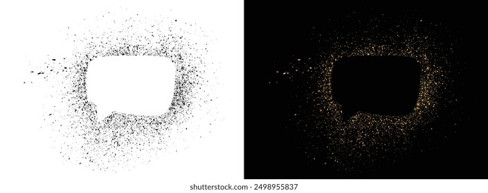 Spray-painted black and golden speech bubble