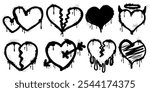 Spray-painted graffiti heart icon, sprayed and isolated on a white background in a grunge style. A collection of hand-drawn elements. Vector illustration