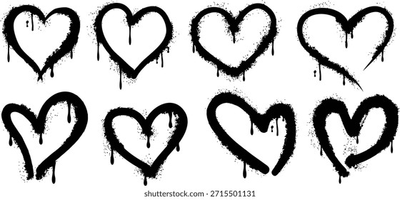 Icono de corazón de graffiti pintado con spray, rociado y aislado sobre un fondo blanco en un estilo grunge. Una colección de Elementos dibujados a mano.