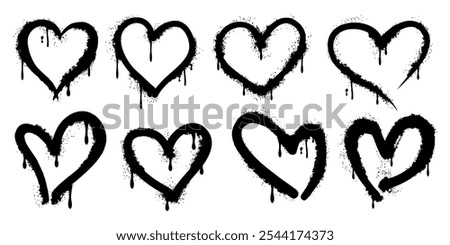Spray-painted graffiti heart icon, sprayed and isolated on a white background in a grunge style. A collection of hand-drawn elements. Vector illustration