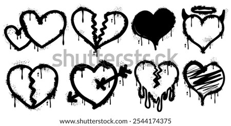 Spray-painted graffiti heart icon, sprayed and isolated on a white background in a grunge style. A collection of hand-drawn elements. Vector illustration