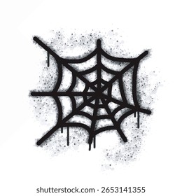 A spray-painted spider web icon isolated on a white background. A spray-painted spider web icon in black on white. Vector illustration.