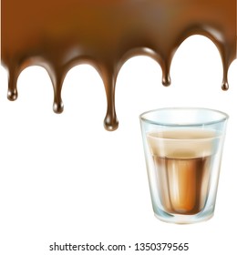 sprays caramel chocolate cappuccino coffee, vector 3d illustration isolated