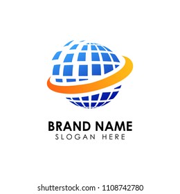 spread 3D globe logo design.  creative  world  shape icon. Technology logo. corporate business logo design vector illustration