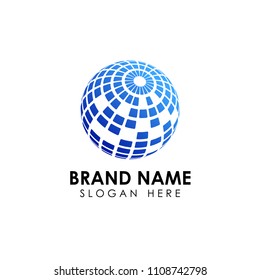 spread 3D globe logo design.  creative  world  shape icon. Technology logo. corporate business logo design vector illustration