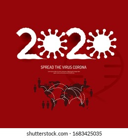 Spread the corona covid virus 2020 world background. Vector illustration.2020 concept.