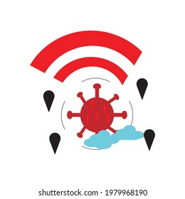 spread of corona virus through the air icon vector design illustration