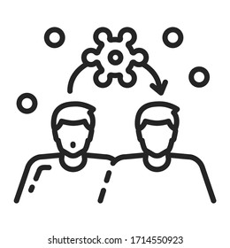 Spread of coronavirus black line icon. Respiratory transmitted. Pandemic COVID-19. Pictogram for web page, mobile app, promo. Editable stroke