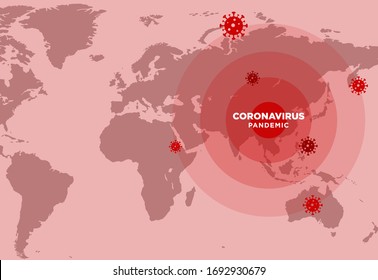 The spread of coronavirus from china to all around the world illustration. COVID-19 pandemic spread.