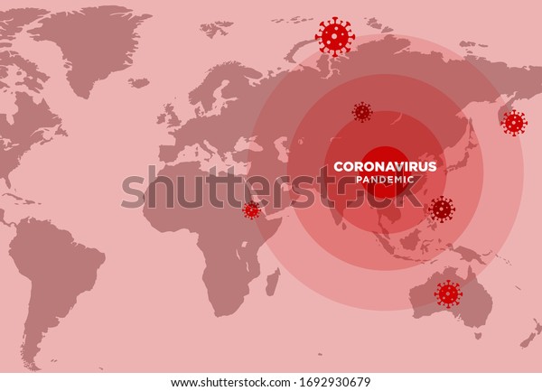 コロナウイルスが中国から世界中に広がるイラスト Covid 19の世界的流行が広がった のベクター画像素材 ロイヤリティフリー